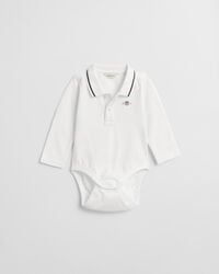body baby shield piqué z długim rękawem – białe