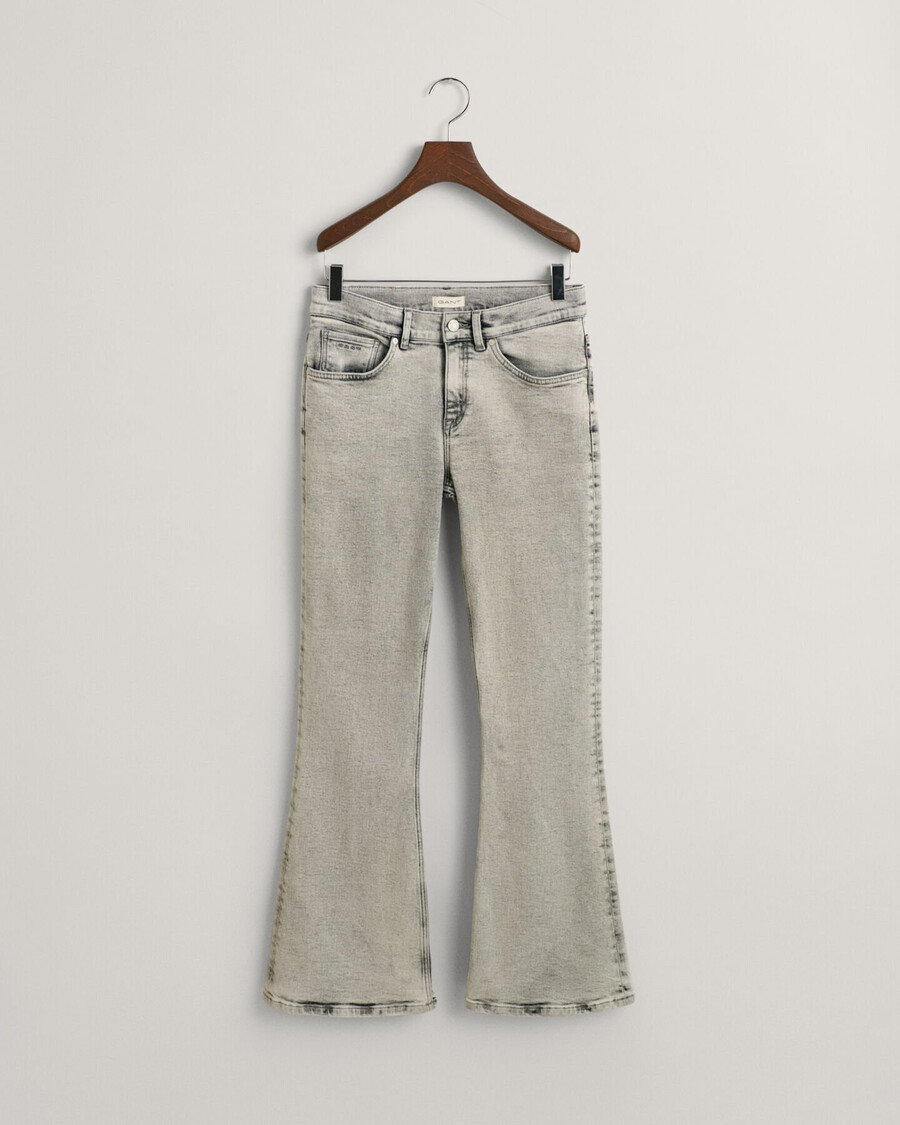jeansy bootcut dla nastolatek - szare znoszone