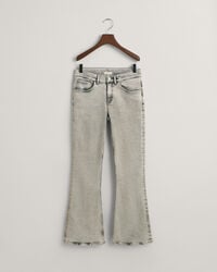 jeansy bootcut dla nastolatek - szare znoszone