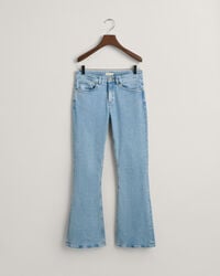jeansy bootcut dla nastolatek – jasnoniebieskie