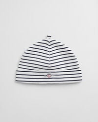 czapka beanie baby striped shield – biała
