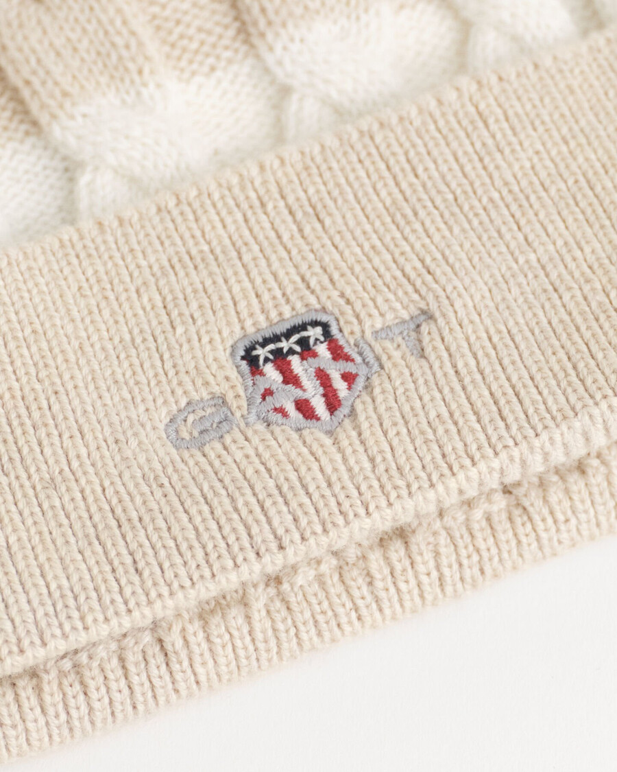 czapka baby shield striped cable beanie – jasnobeżowy melanż