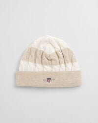 czapka baby shield striped cable beanie – jasnobeżowy melanż