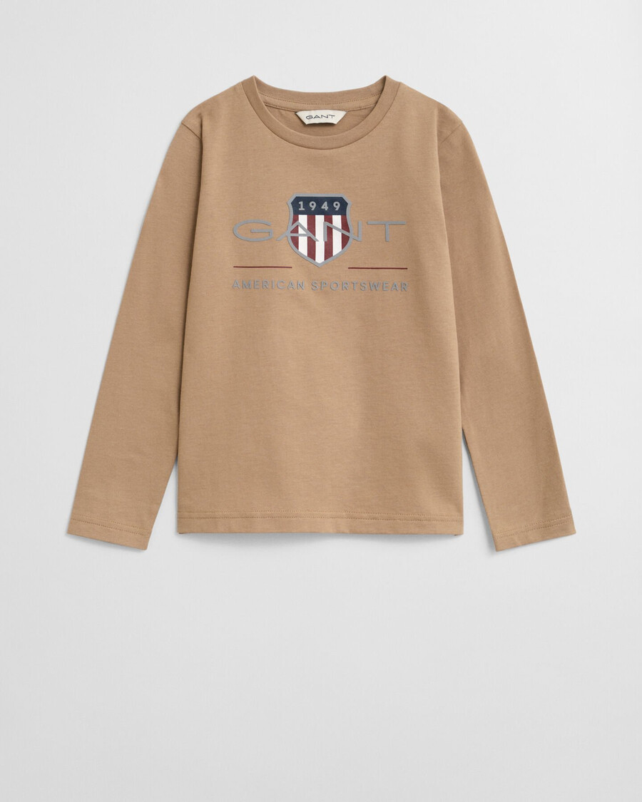 dziecięca koszulka z długim rękawem archive shield – ciemny khaki