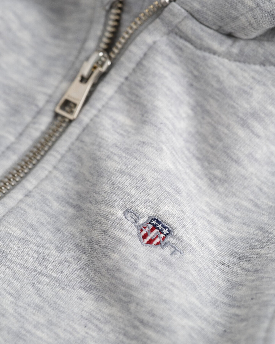 dziecięca bluza z kapturem shield zip – jasnoszary melanż