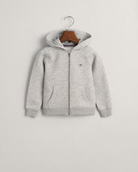 dziecięca bluza z kapturem shield zip – jasnoszary melanż