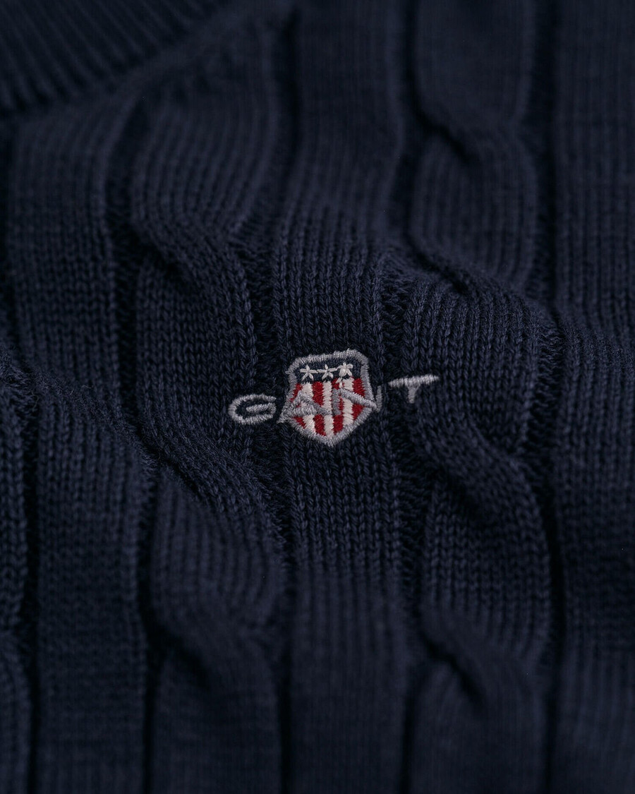 sweter dziecięcy shield cotton cable knit z okrągłym dekoltem – wieczorowy niebieski