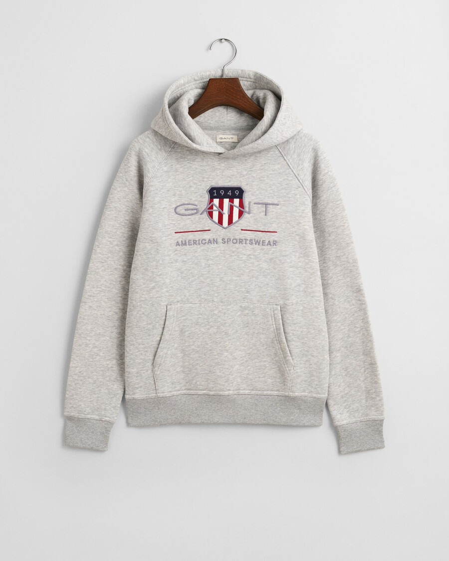 bluza z kapturem teens archive shield – jasnoszary melanż