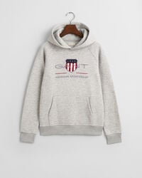 bluza z kapturem teens archive shield – jasnoszary melanż