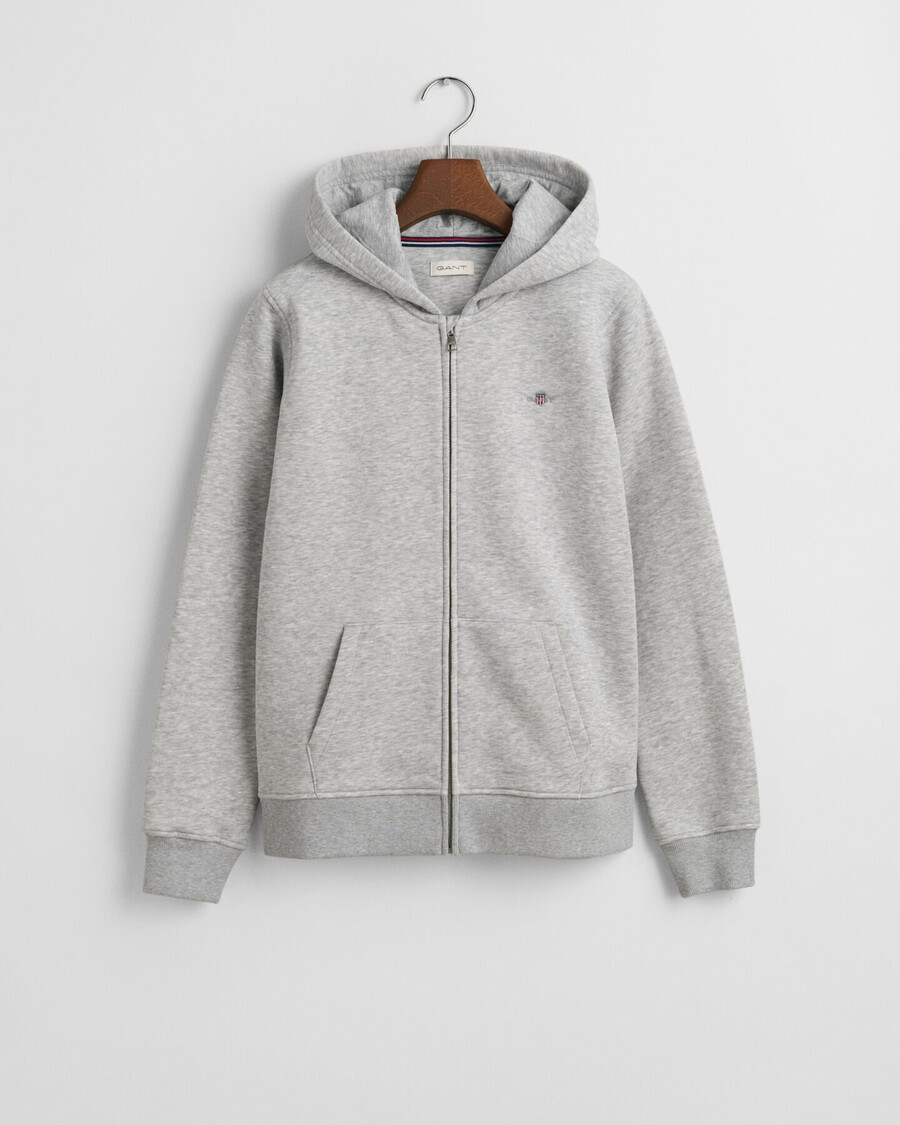 bluza z kapturem teens shield zip – jasnoszary melanż