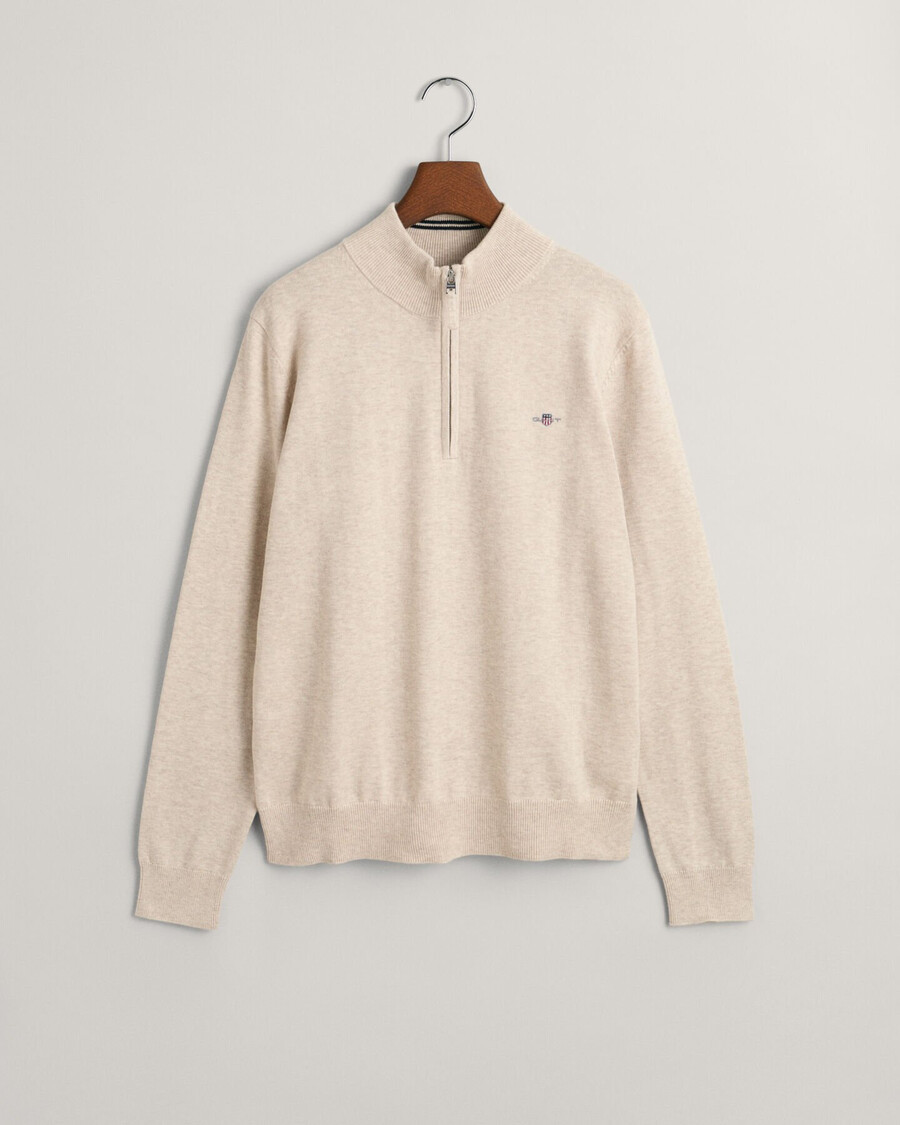 sweter teens shield cotton halfzip – jasnobeżowy melanż