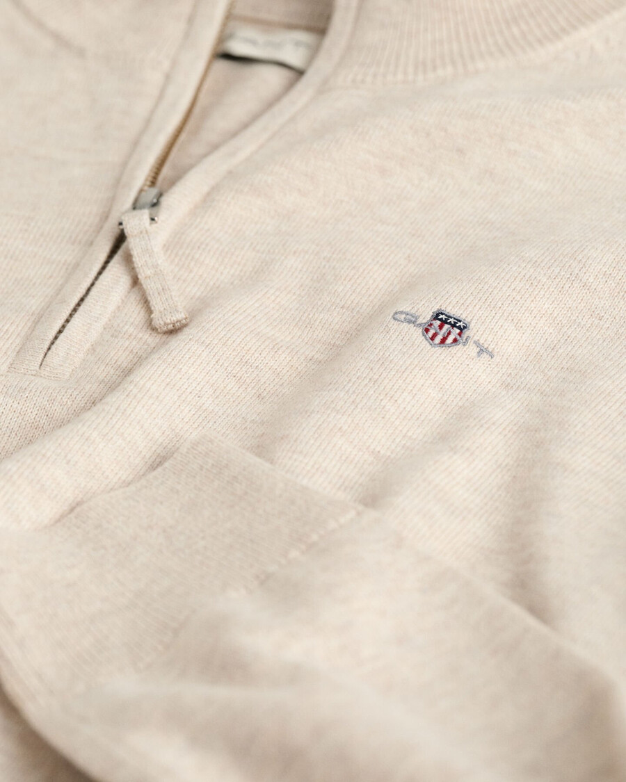 sweter teens shield cotton halfzip – jasnobeżowy melanż