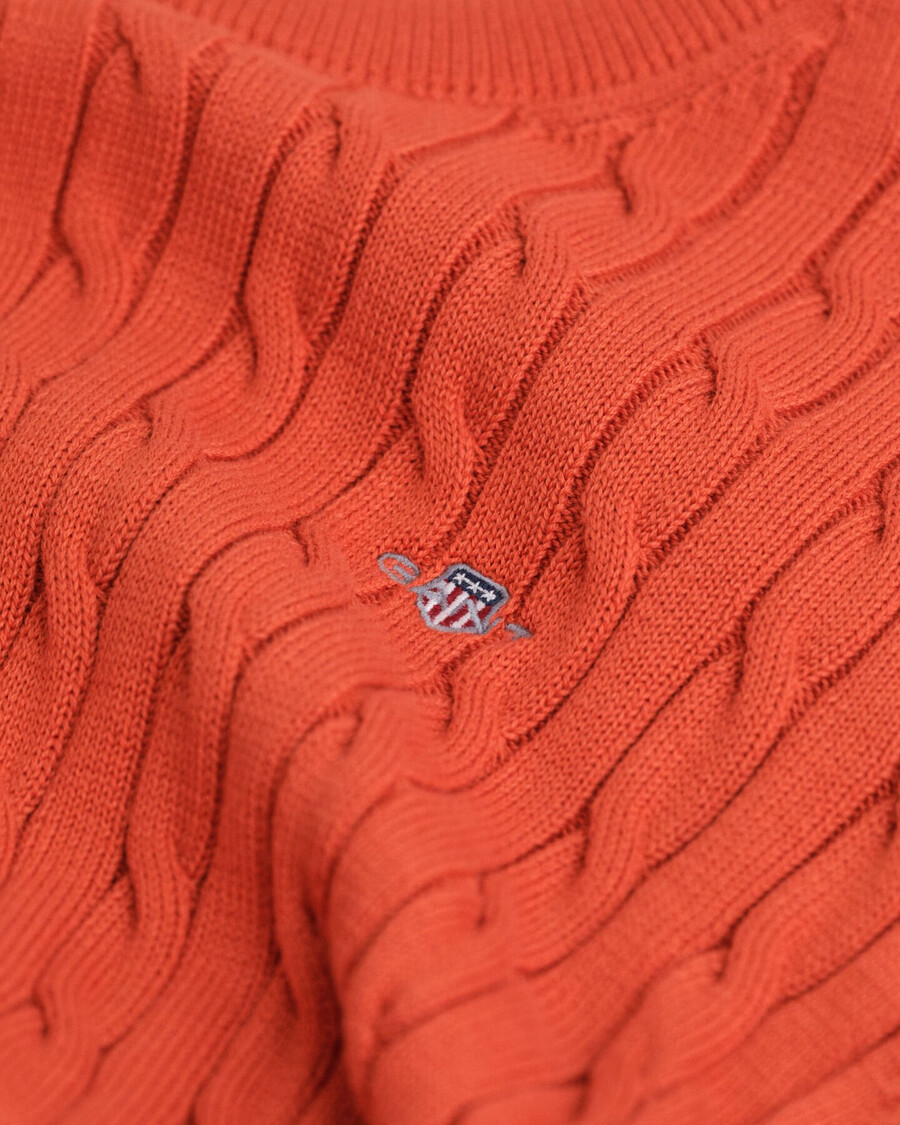 sweter teens shield cotton cable knit z okrągłym dekoltem – głęboka pomarańcza