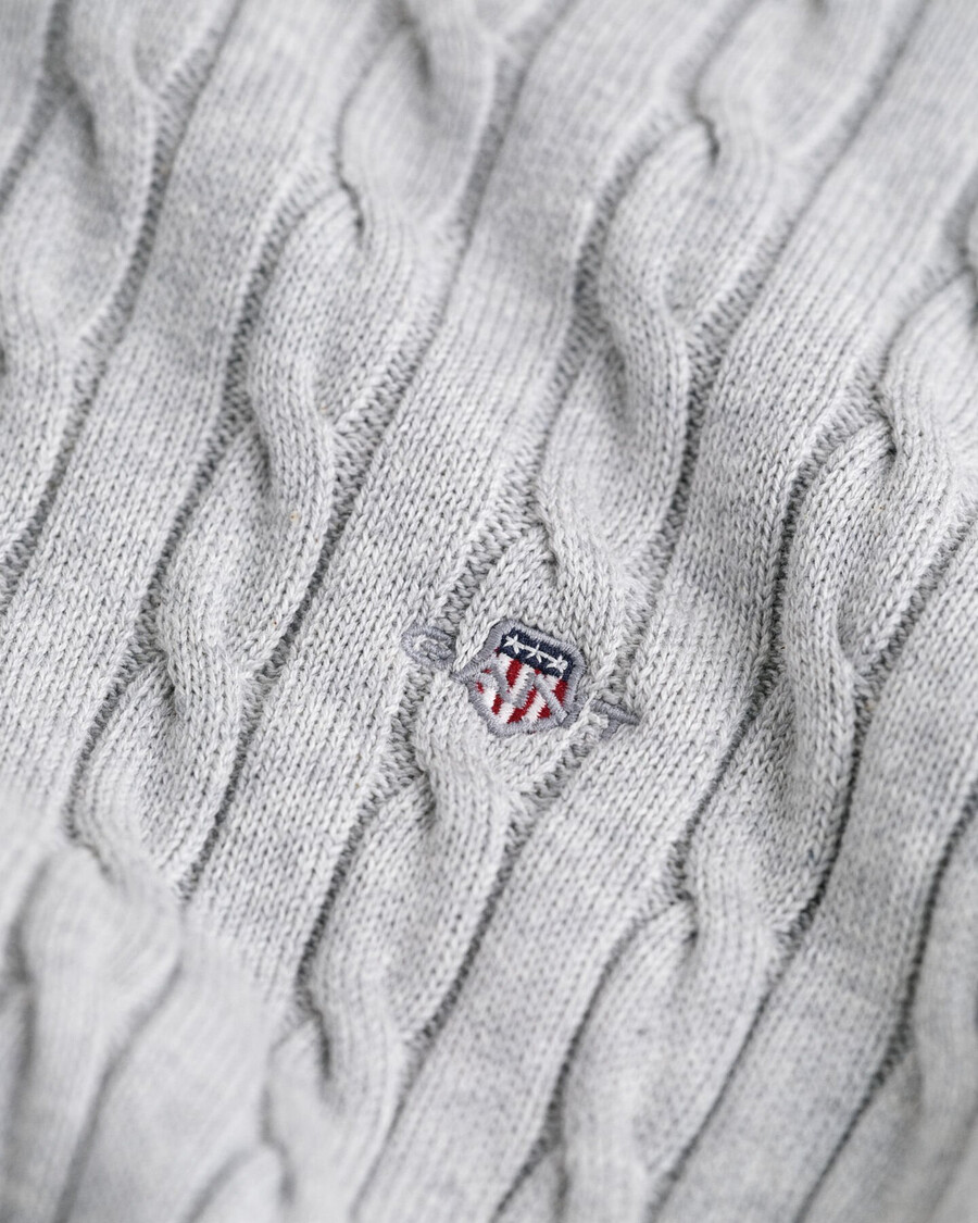sweter teens shield cotton cable knit z okrągłym dekoltem – jasnoszary melanż