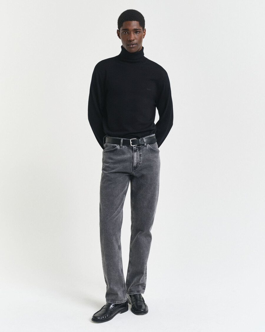 jeansy regular fit black wash – czarne