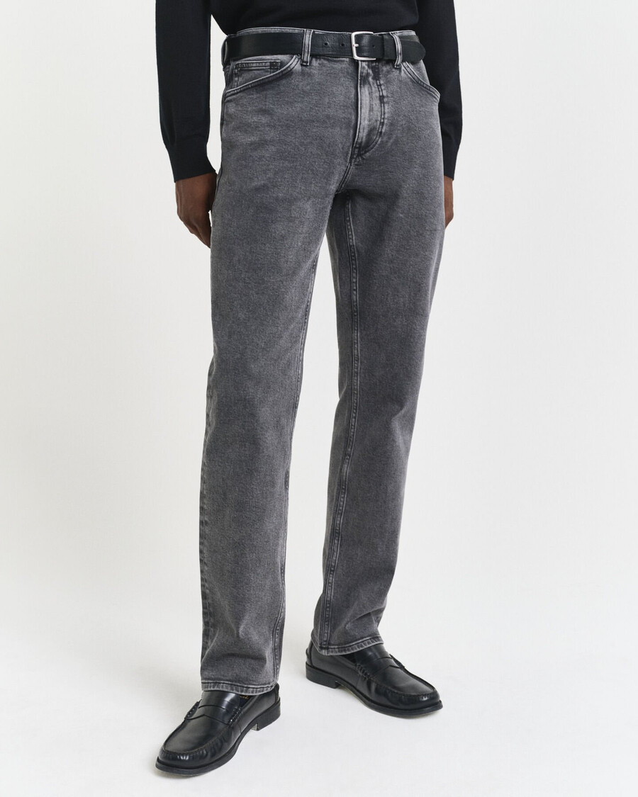 jeansy regular fit black wash – czarne
