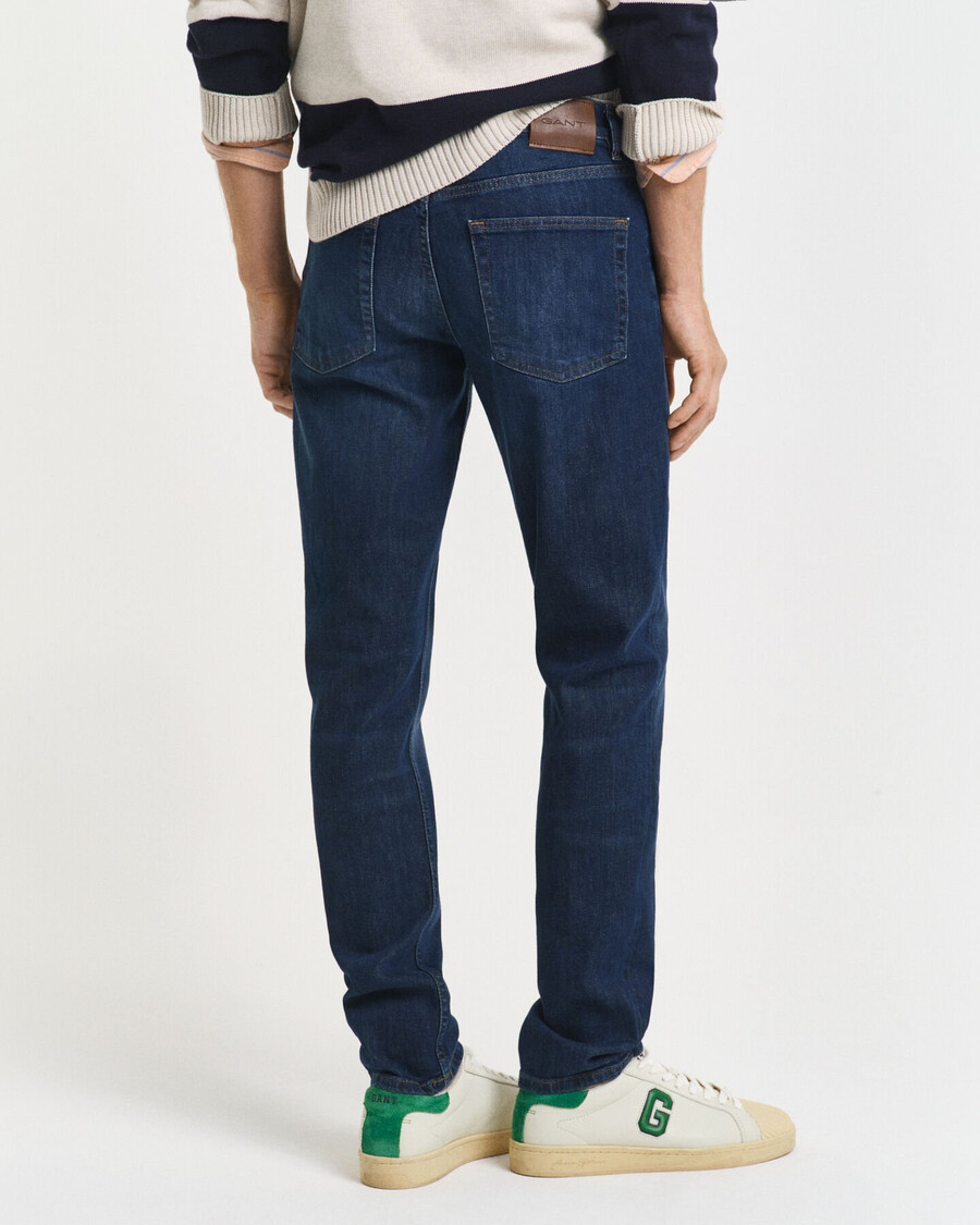 jeansy slim fit - ciemnoniebieskie znoszone