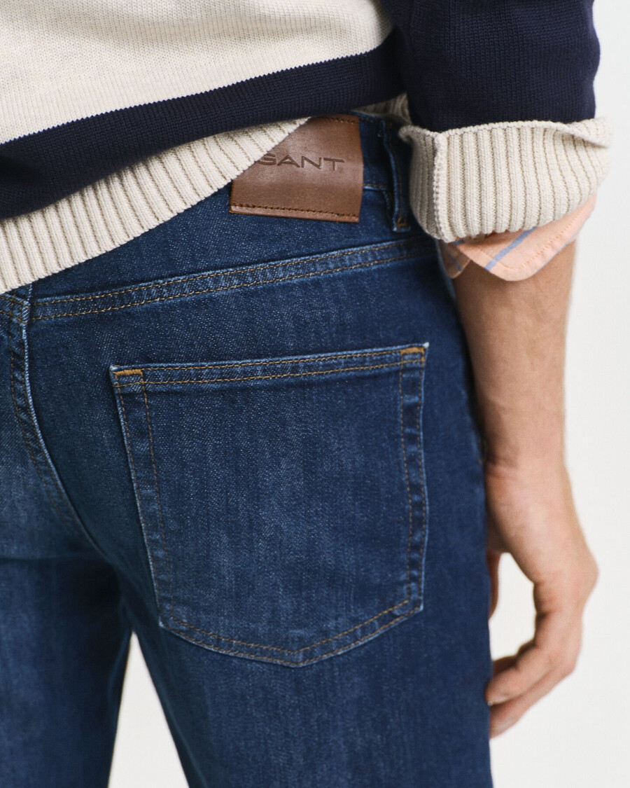jeansy slim fit - ciemnoniebieskie znoszone