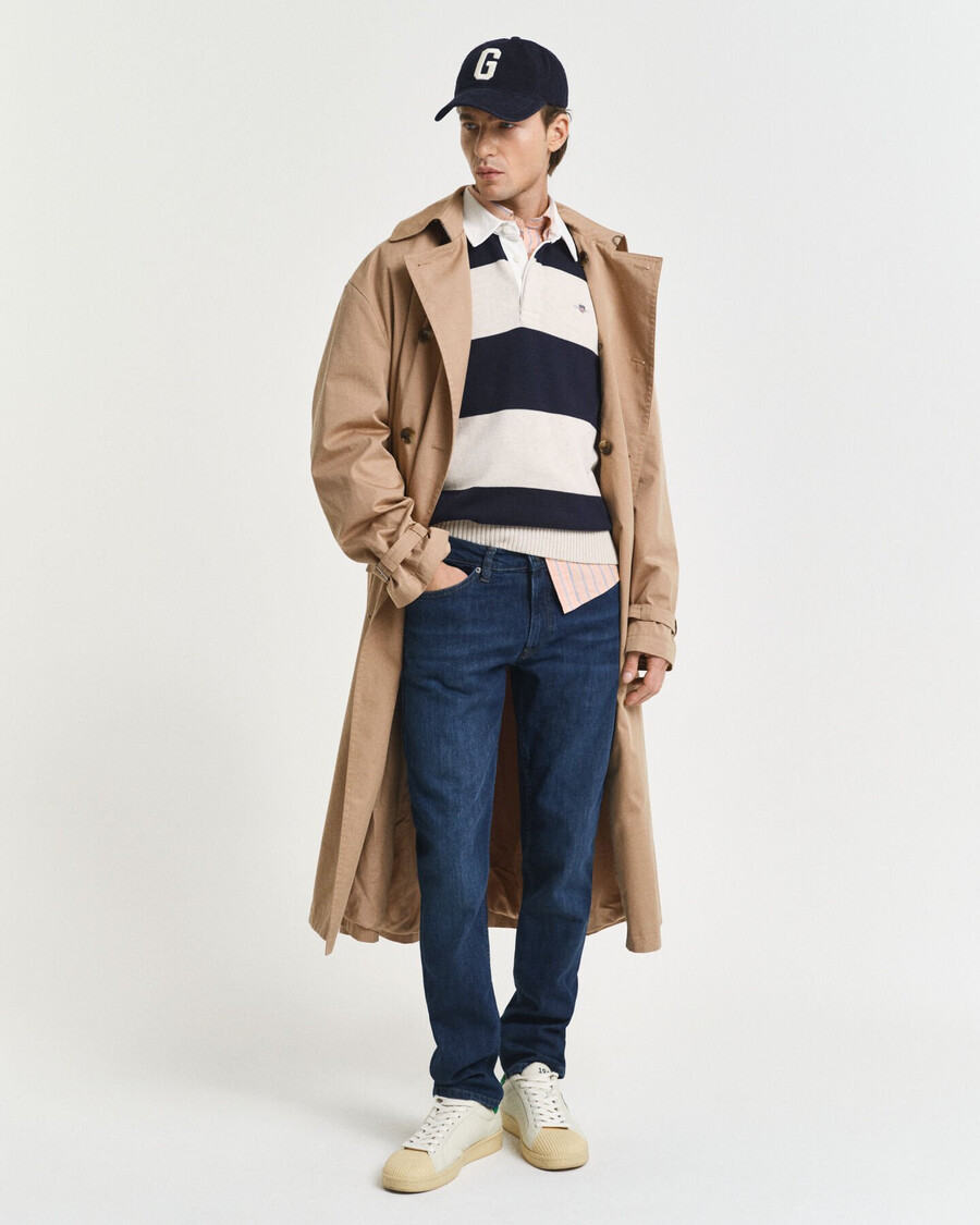 jeansy slim fit - ciemnoniebieskie znoszone