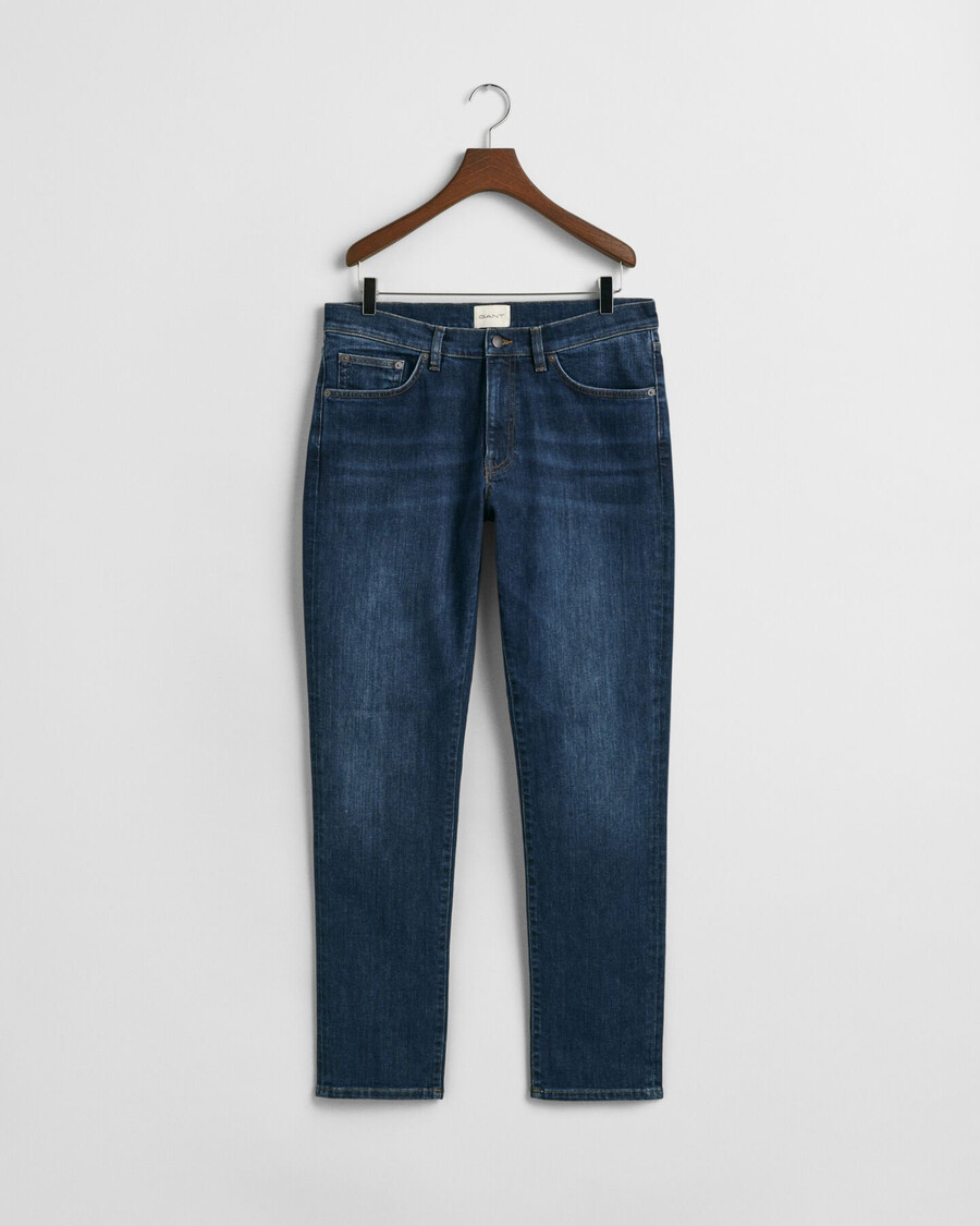 jeansy slim fit - ciemnoniebieskie znoszone