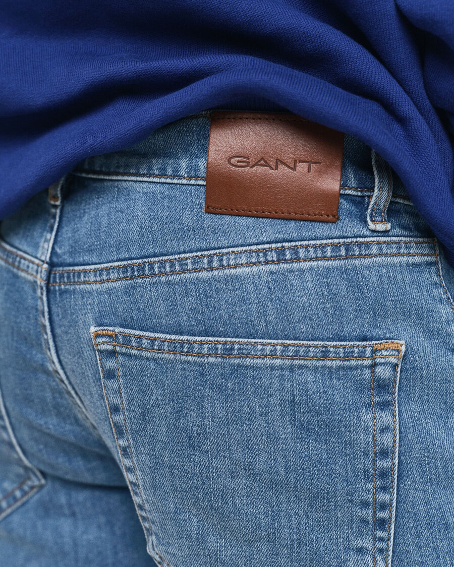 jeansy slim fit - Średni niebieski znoszone