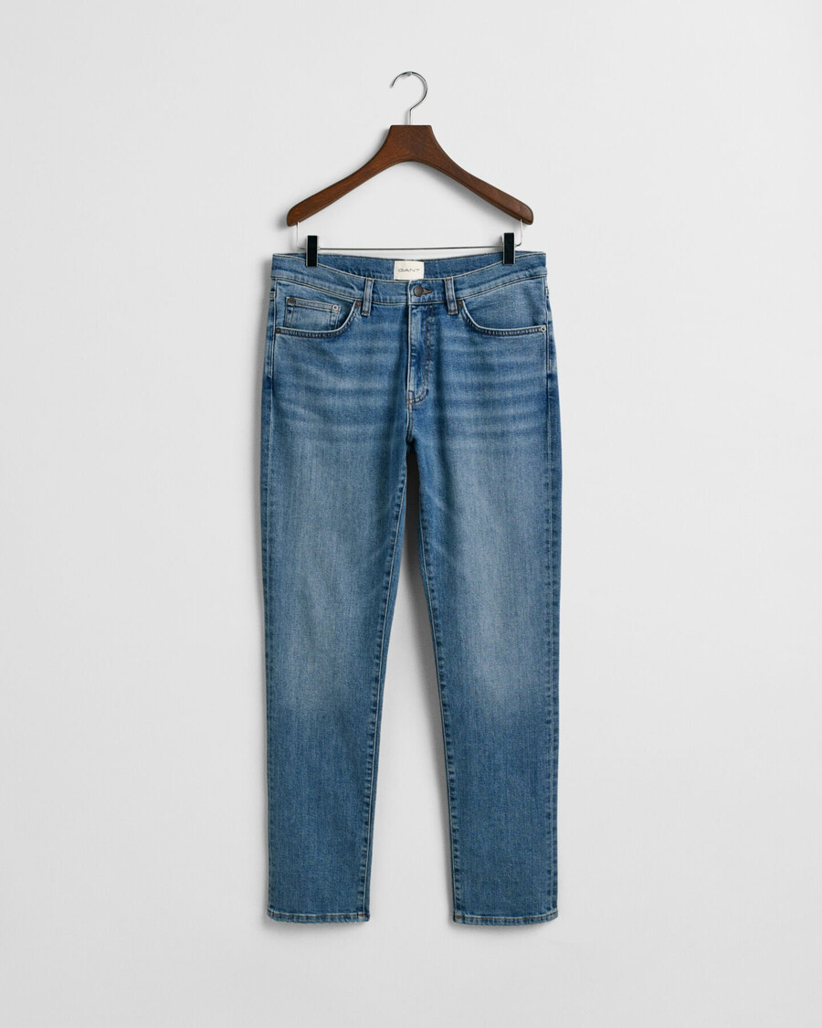 jeansy slim fit - Średni niebieski znoszone