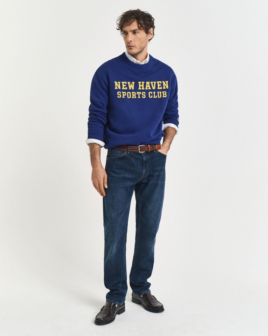 jeansy regular fit - ciemnoniebieskie znoszone