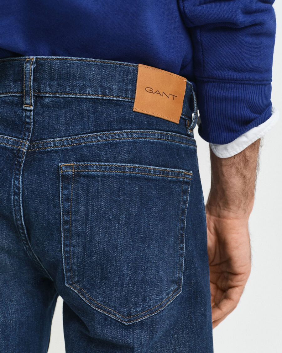 jeansy regular fit - ciemnoniebieskie znoszone