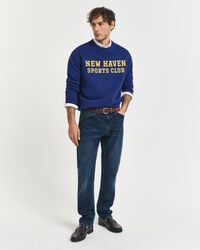 jeansy regular fit - ciemnoniebieskie znoszone