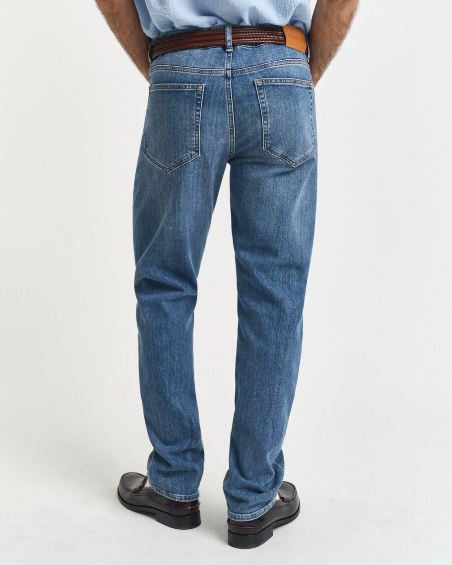 jeansy regular fit - Średni niebieski znoszone