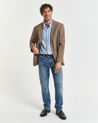jeansy regular fit - Średni niebieski znoszone