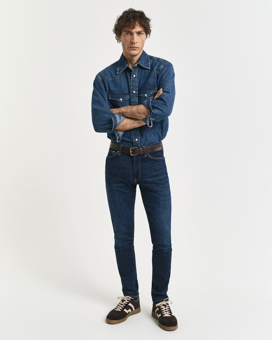 jeansy active recover extra slim fit – ciemnoniebieskie znoszone