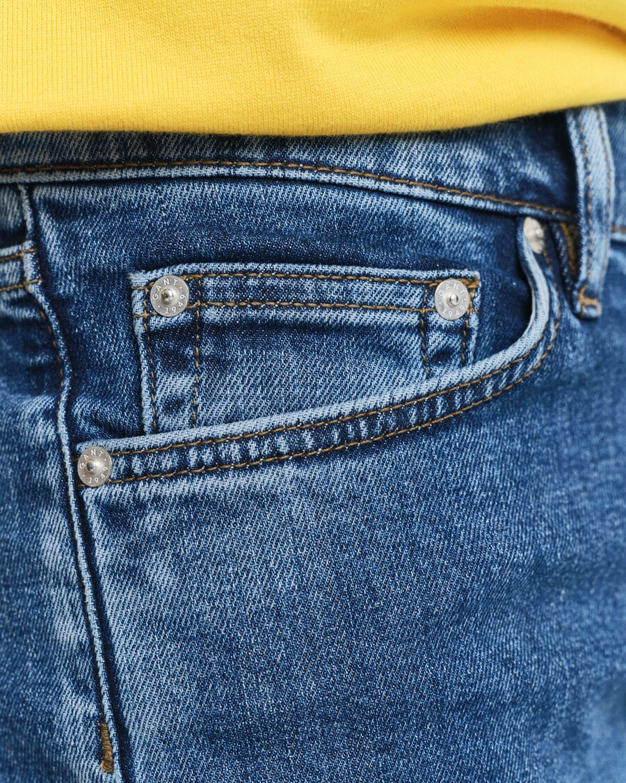 jeansy slim fit clean wash – Średni niebieski vintage