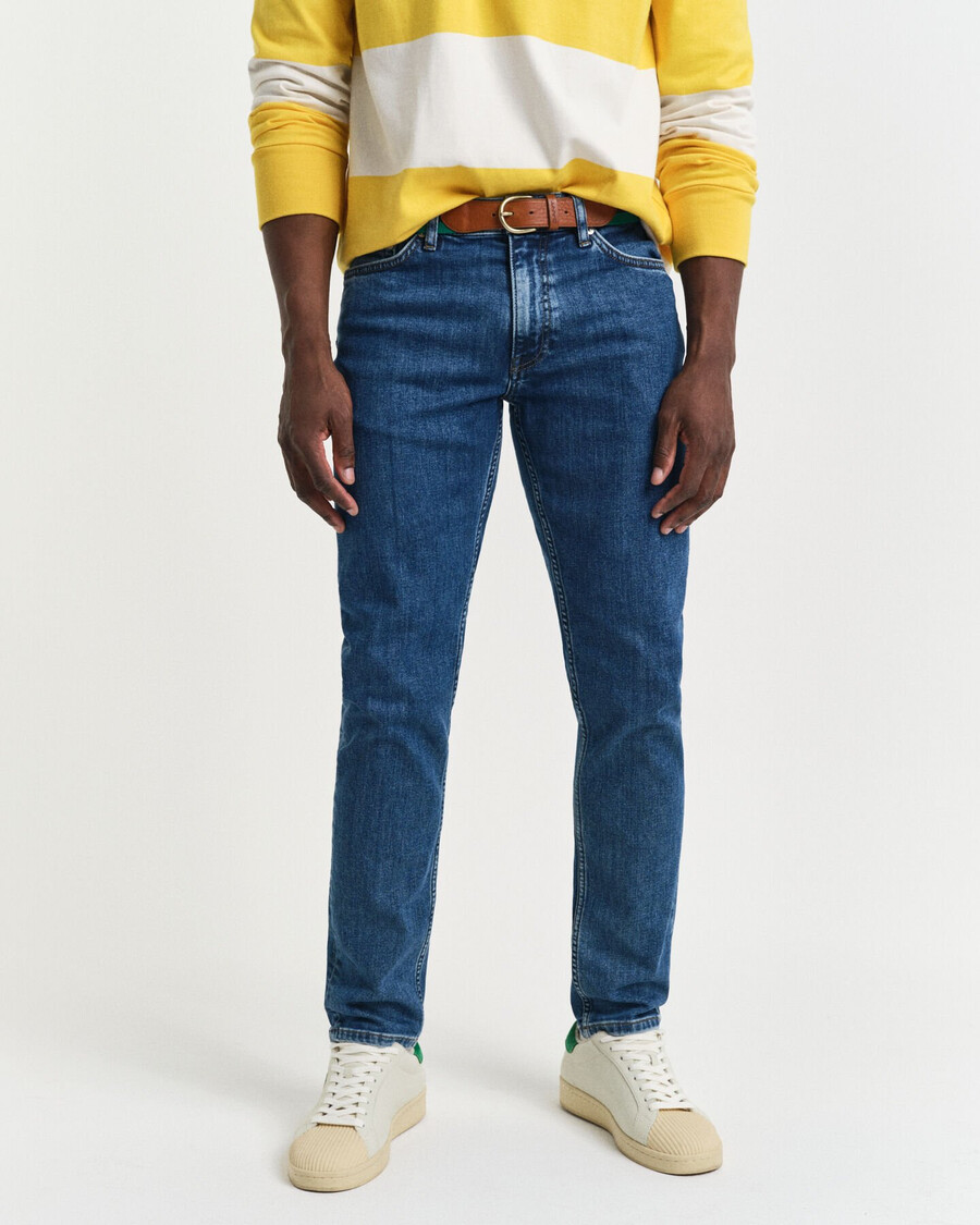 jeansy slim fit clean wash – Średni niebieski vintage