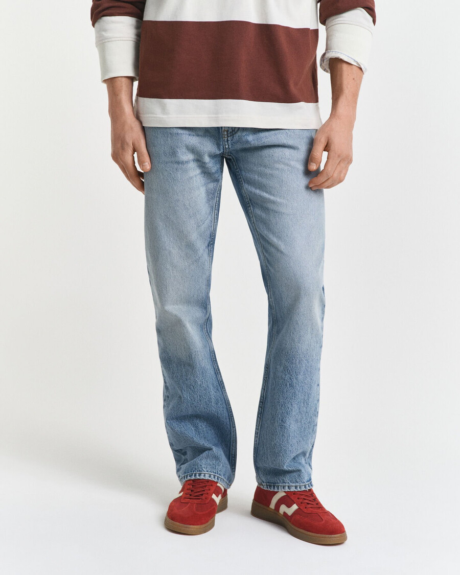 jeansy vintage washed bootcut - półjasnoniebieskie vintage
