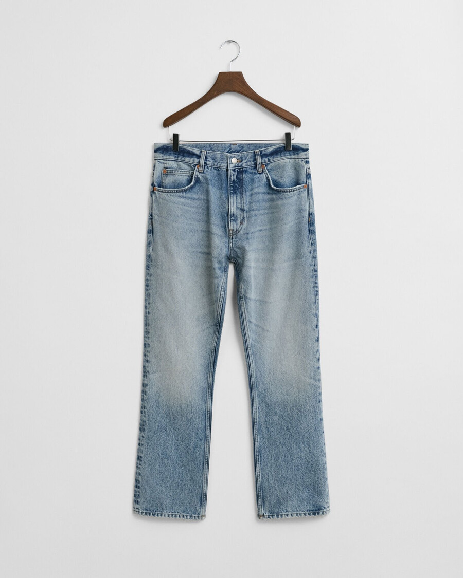 jeansy vintage washed bootcut - półjasnoniebieskie vintage