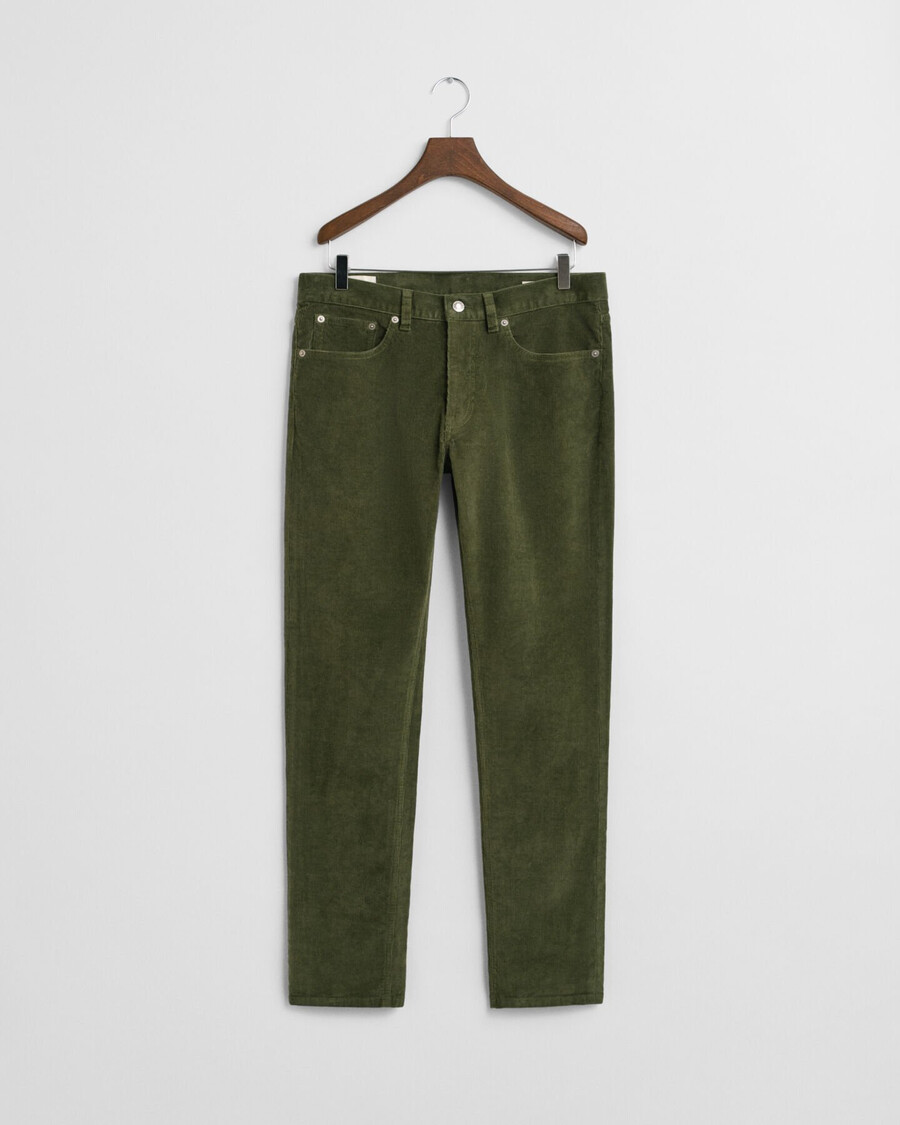 jeansy sztruksowe o dopasowanym kroju – country green