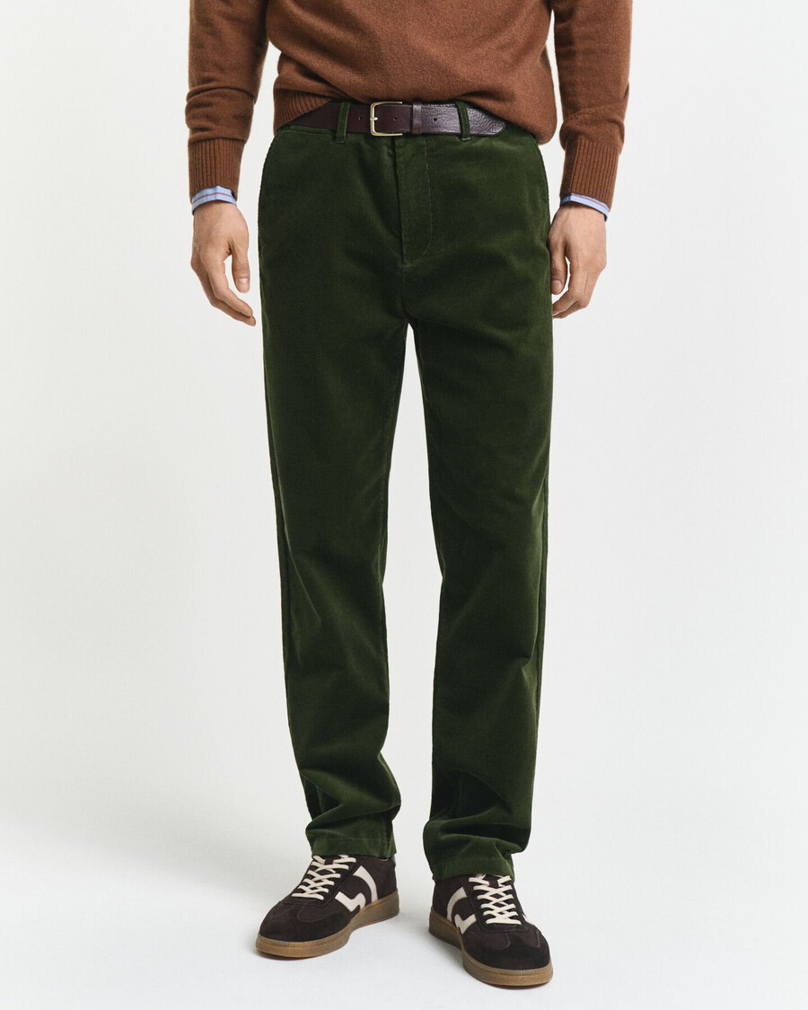 chinosy z kordu o regularnym kroju – country green