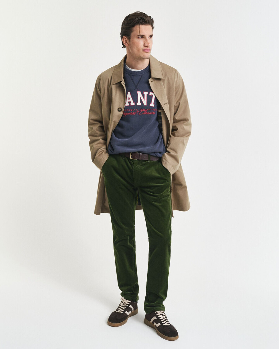 chinosy z kordu o dopasowanym kroju – country green