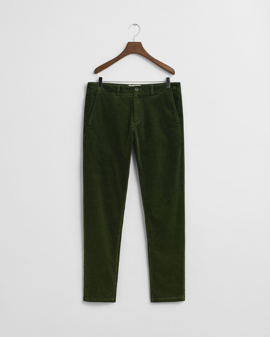 chinosy z kordu o dopasowanym kroju – country green