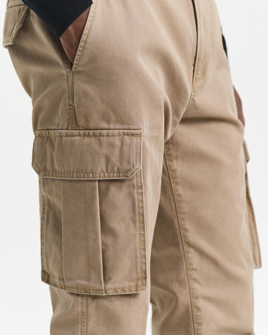 spodnie cargo z bawełny twill o regularnym kroju – jasnoszary
