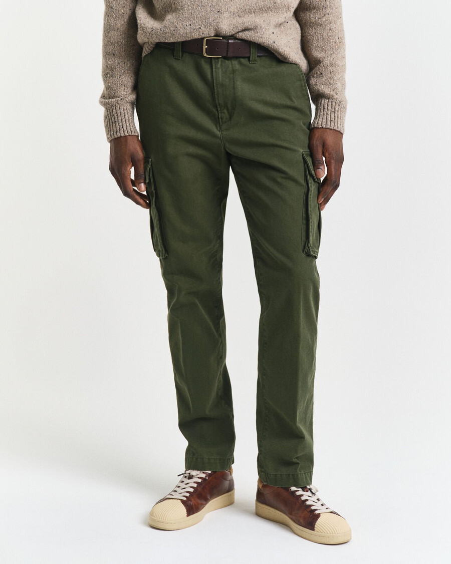 spodnie cargo z bawełny twill o regularnym kroju – country green