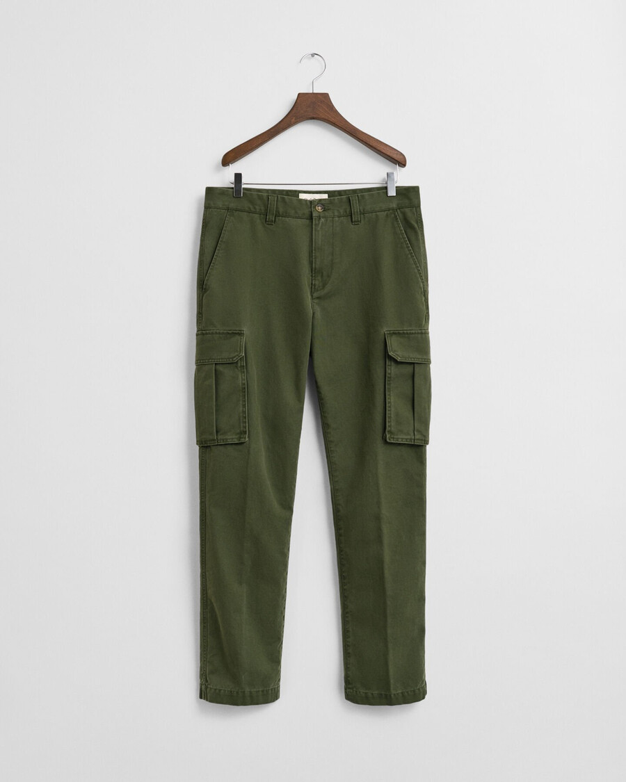 spodnie cargo z bawełny twill o regularnym kroju – country green