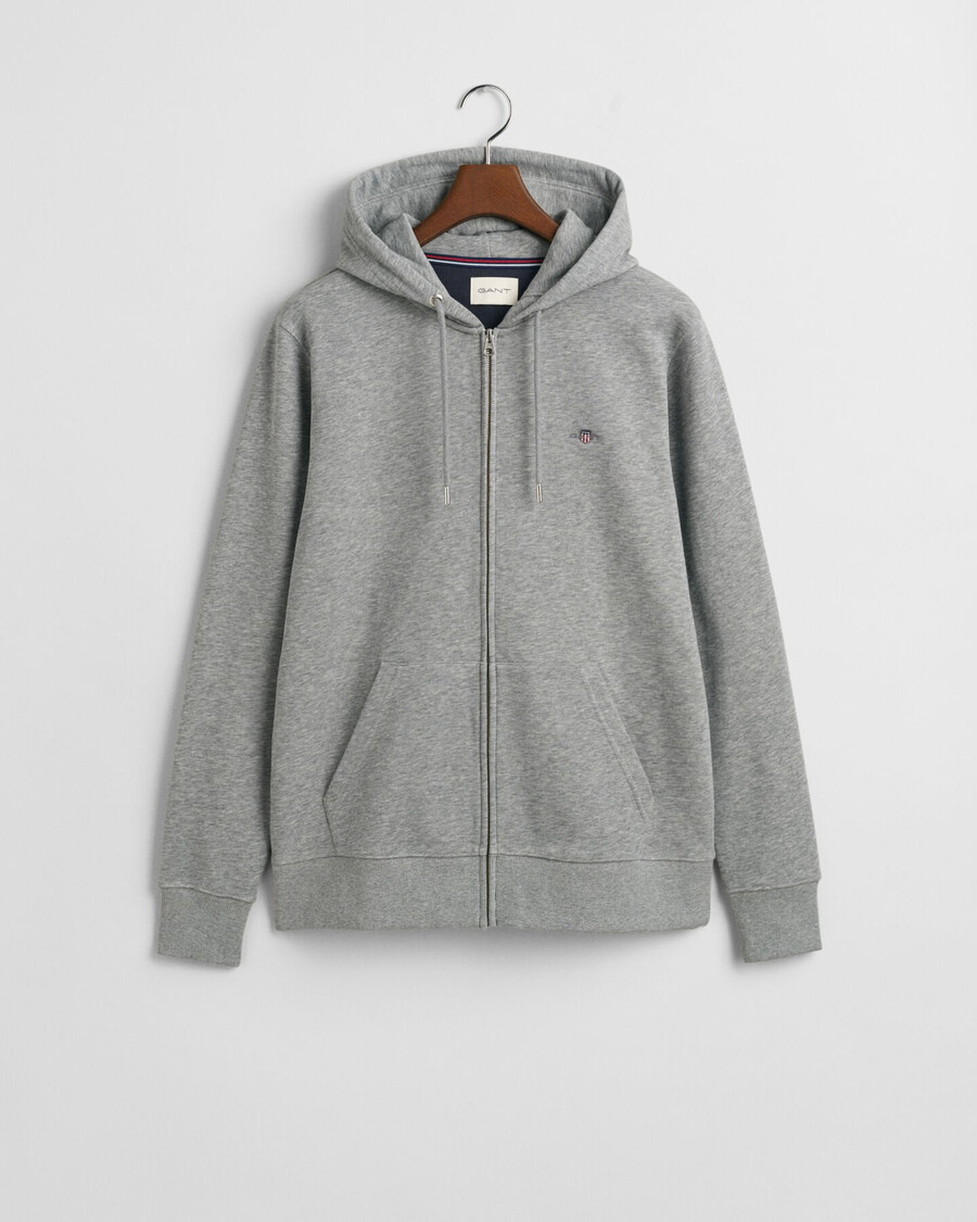 bluza z kapturem shield zip – szary melanż