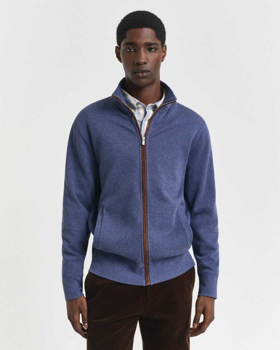 kardigan sacker rib zip w kolorze dk jeansblue melange