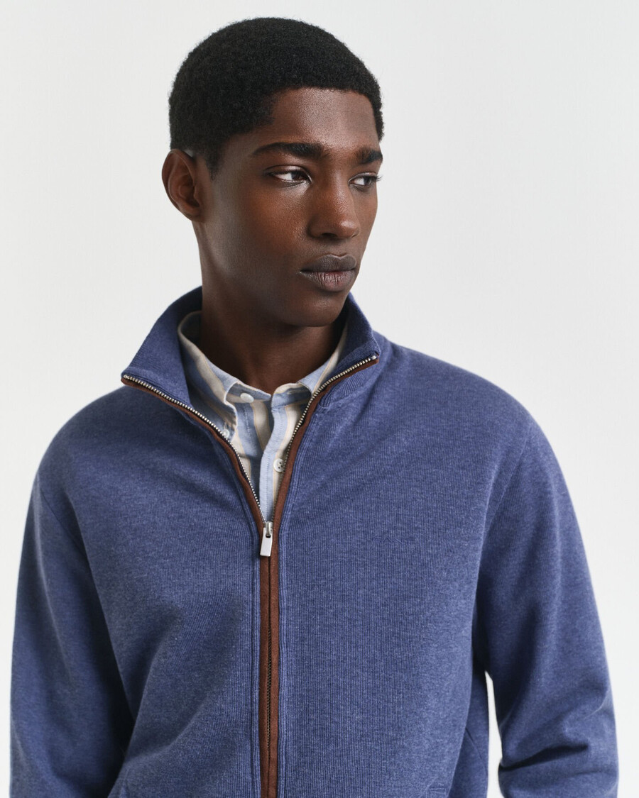 kardigan sacker rib zip w kolorze dk jeansblue melange