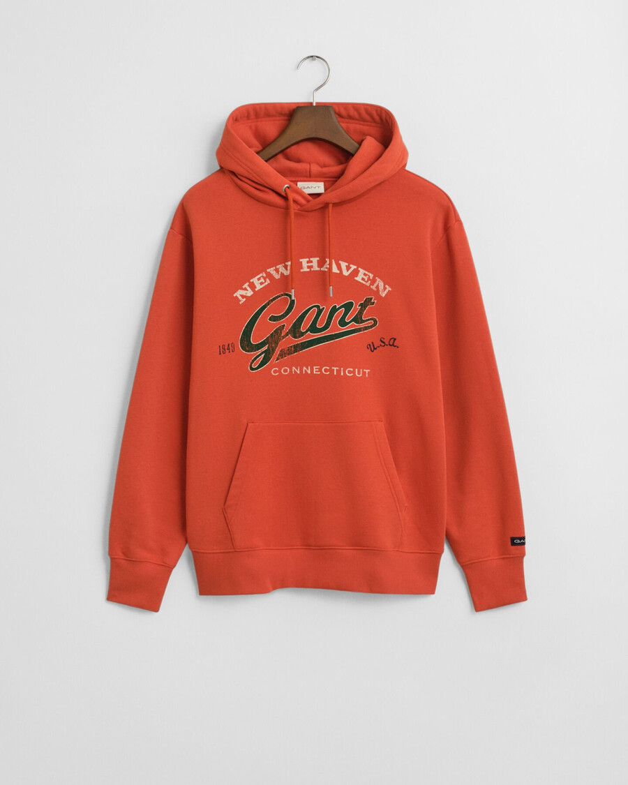 bluza z kapturem crest graphic – głęboka pomarańcza