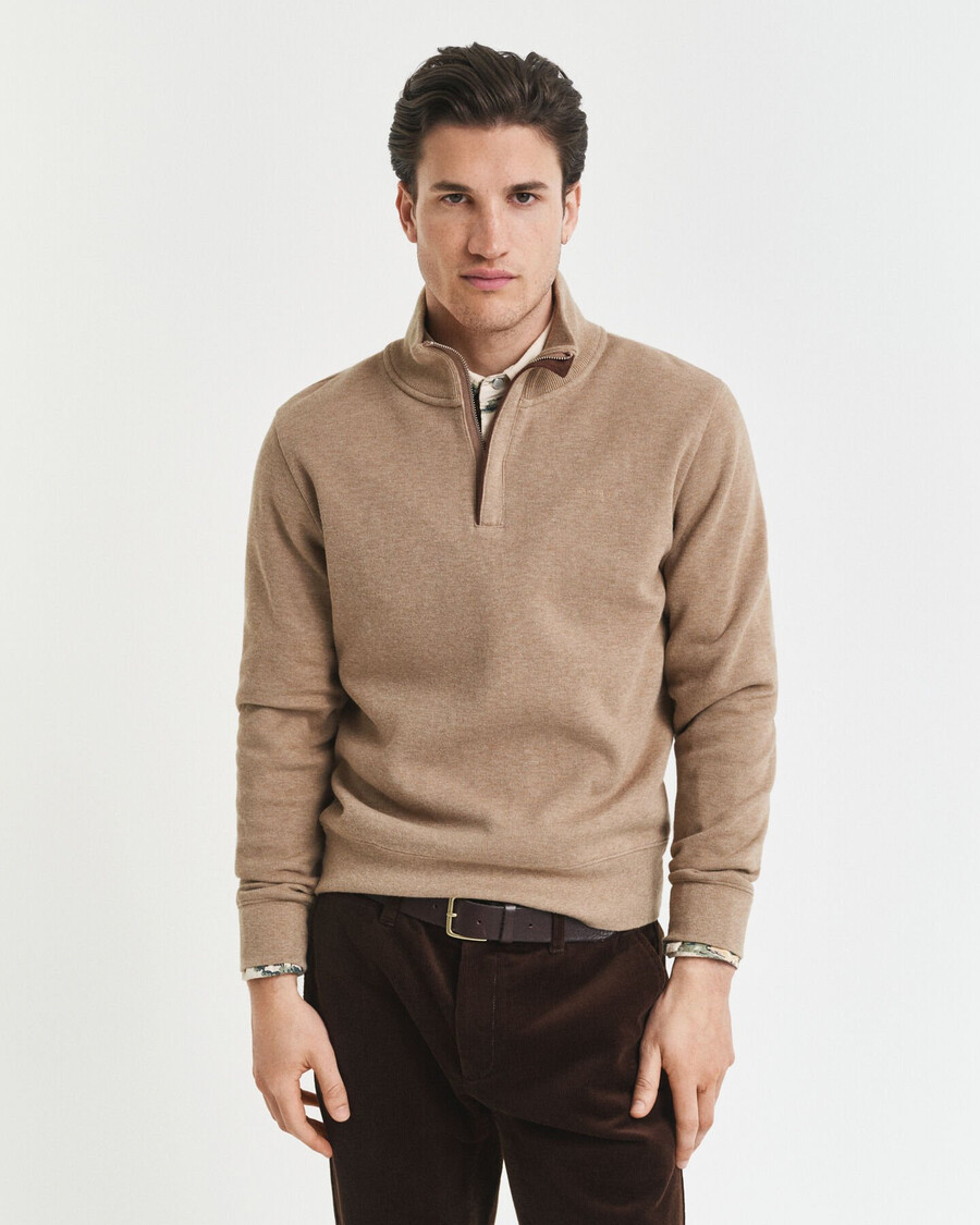 bluza sacker rib halfzip – khaki melange