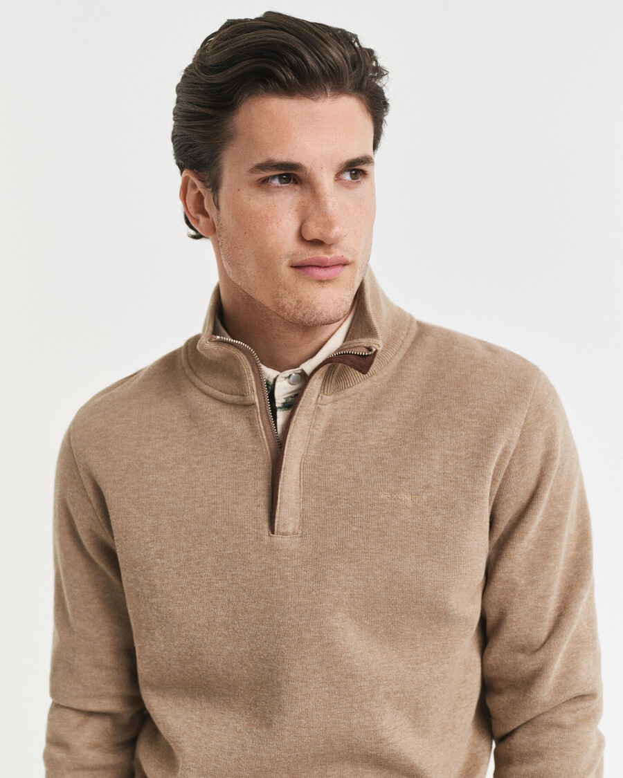 bluza sacker rib halfzip – khaki melange