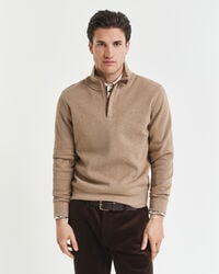 bluza sacker rib halfzip – khaki melange